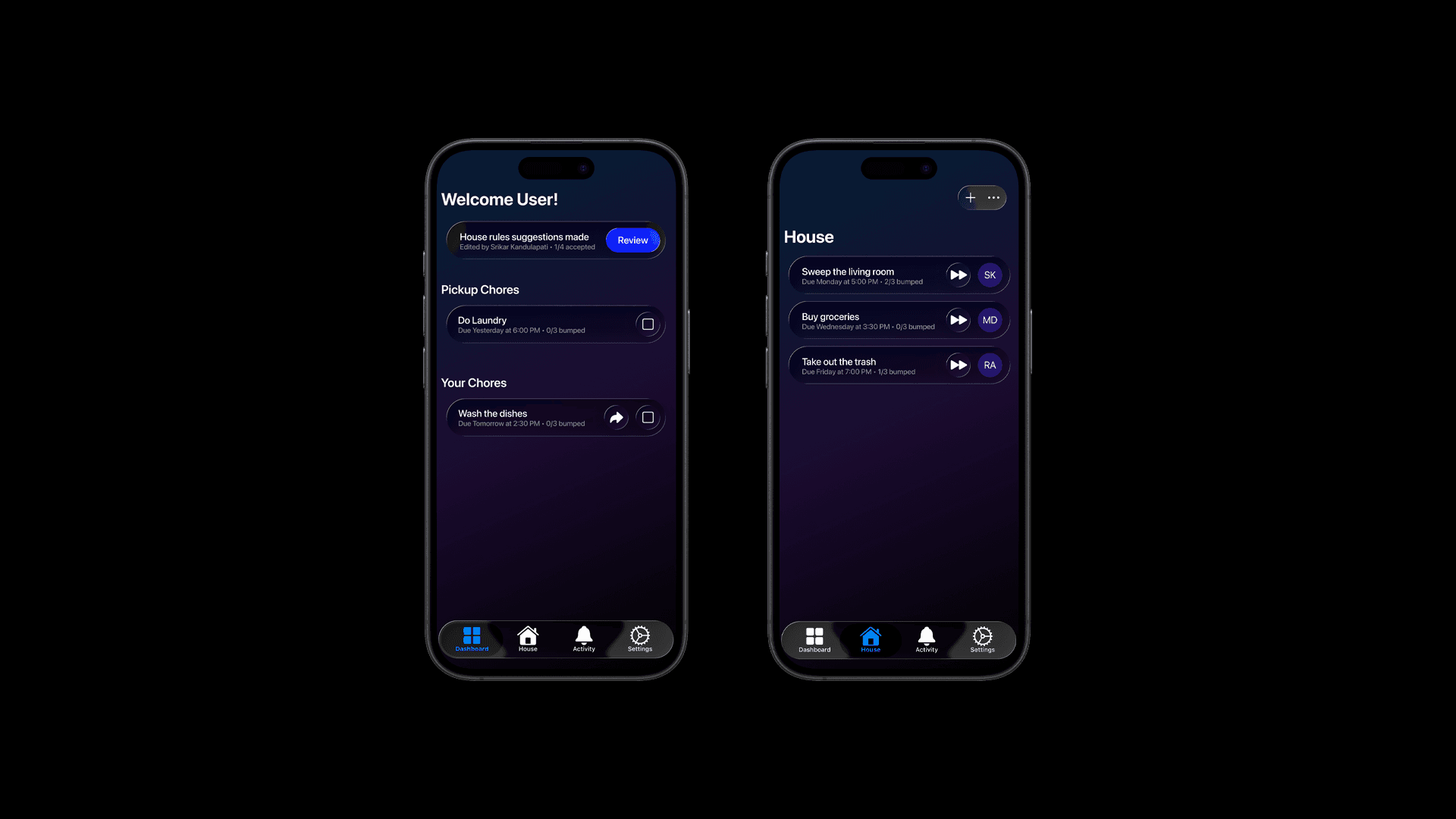House Rules Key Features Screens